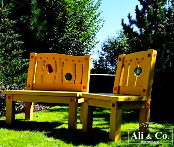 Osmo Záhradná a Fasádna farba odtieň 7103 signálna žltá na originálnom záhradnom sedení od Ali & Co.