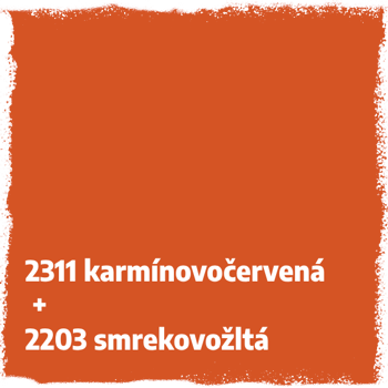 10g 2311 karmínovočervená + 10g 2203 smrekovožltá 10g 2311 karmínovočervená + 10g 2203 smrekovožltá