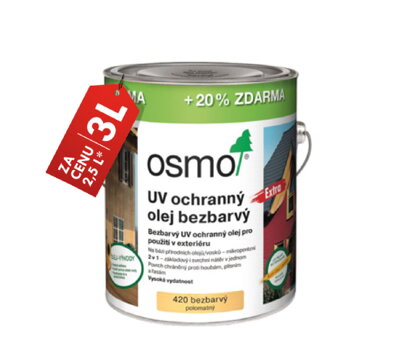 OSMO UV-OCHRANNÝ OLEJ 420 - AKCIA 3 l za cenu 2,5 l