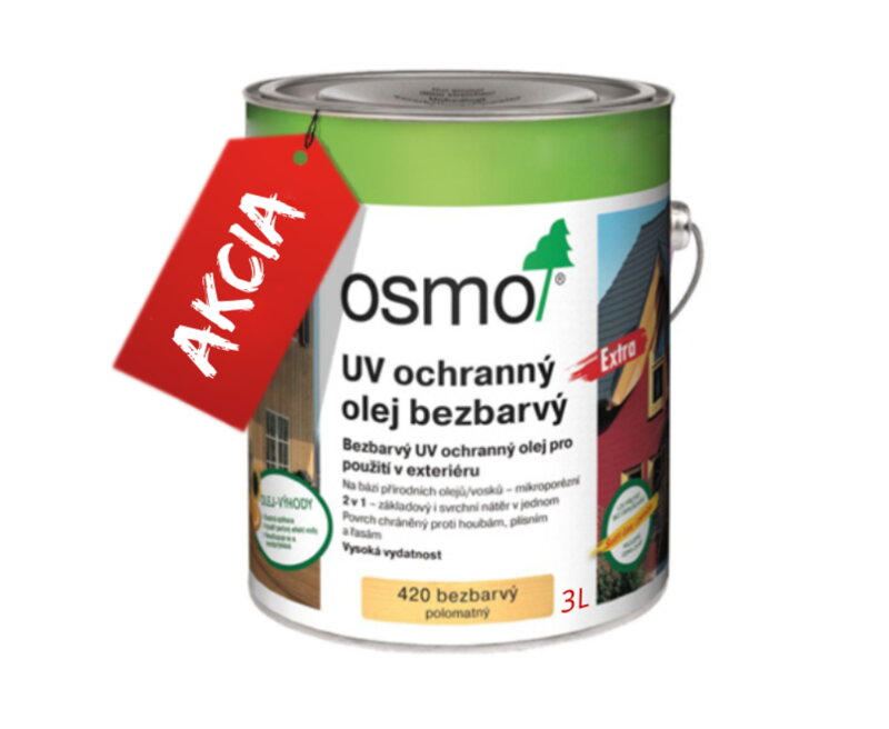 OSMO UV ochranný olej bezfarebný Extra 420, 3 l  AKCIA